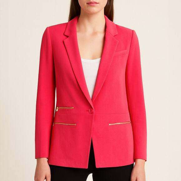 Maje Bright Pink One Button Blazer Size FR 38 - Picture 1 of 8